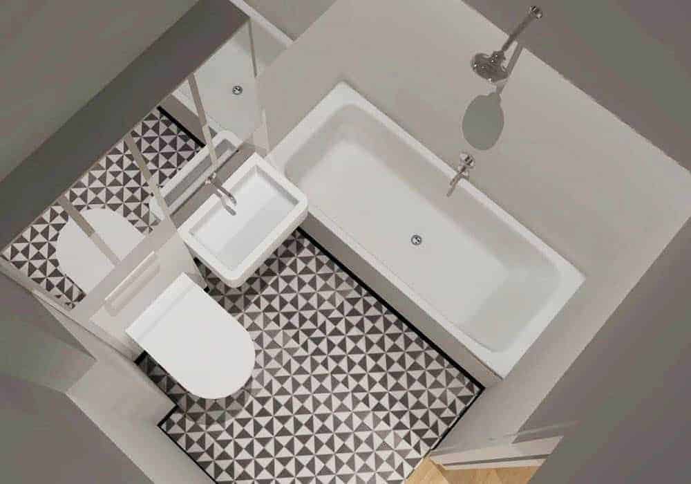 łazienka z cementową podłogą